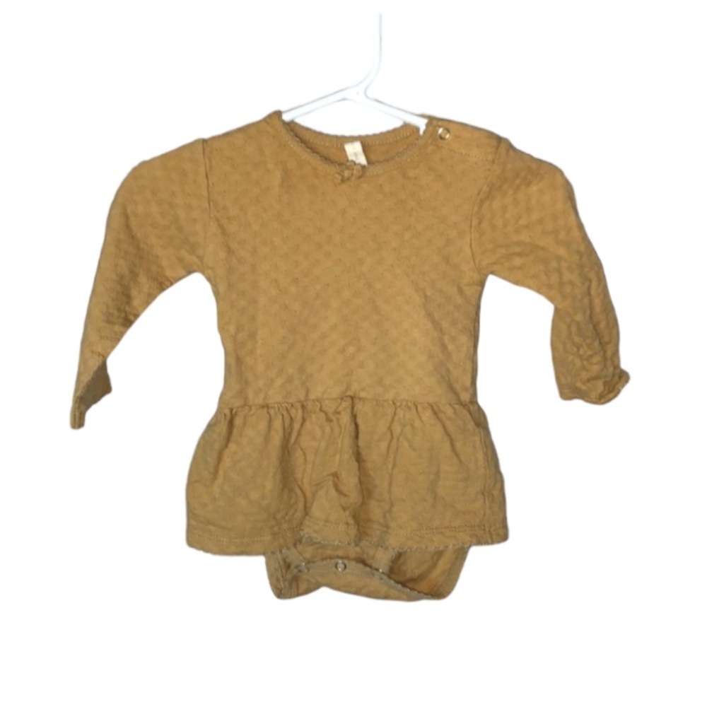 Quincy Mae Textured Ruffled Tan Onesie 3-6m
